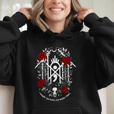 Sleep Token Band Hoodie With Red Rose Gothic Back Print And Sleeve Logo Shirt