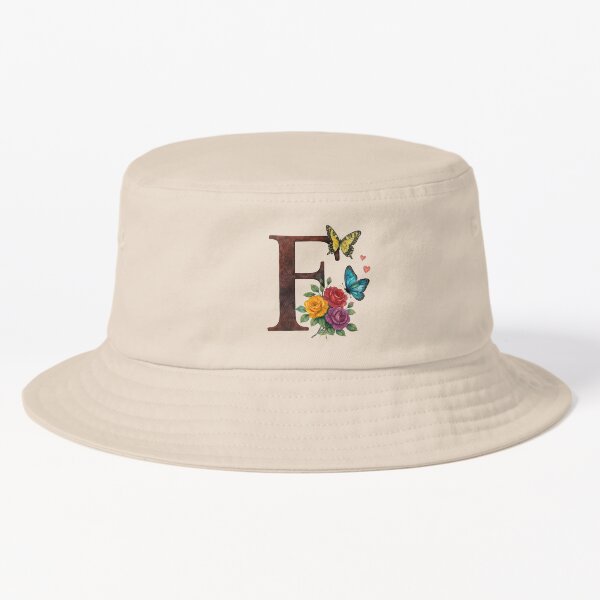 Alphabet F With Flowers And Butterflies Bucket Hatshandiz Design