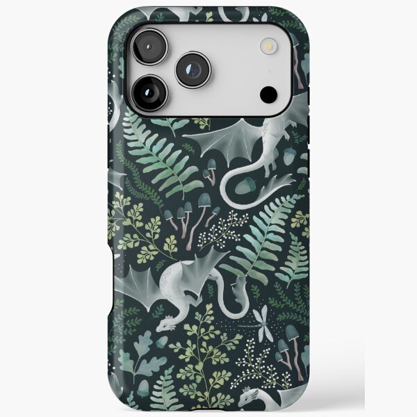 Forest Dragons In Shades Of Green On A Dark Green Background Iphone