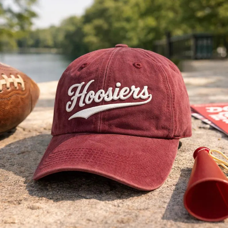 Embroidered Hoosiers 2026 Cotton Wash Hat, Indiana Trucker Hat, Bloomington Hat, Two Tone Hat, Custom Thread Color