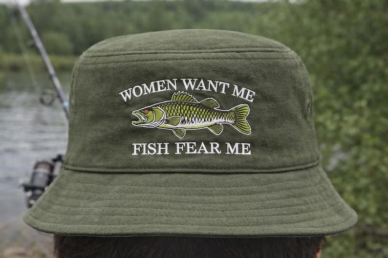 Fish Embroidered Hat, Lake Life Apparel, Fisherman Gift