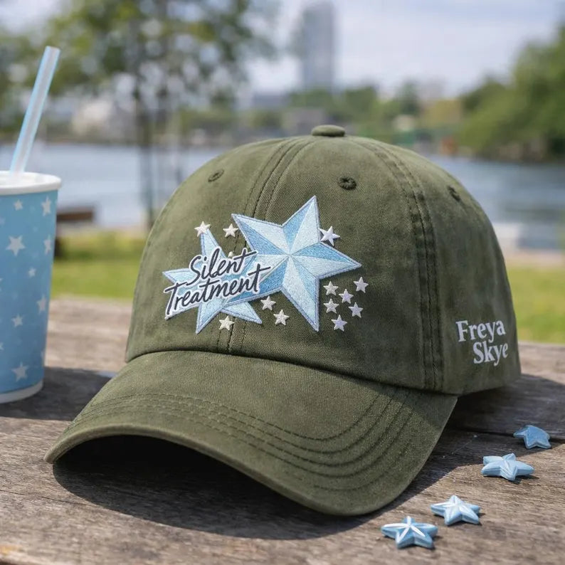 Silent Treatment Embroidered Cap, Vintage Washed Hat, Star Design Cap, Baseball Hat, Bucket Hat