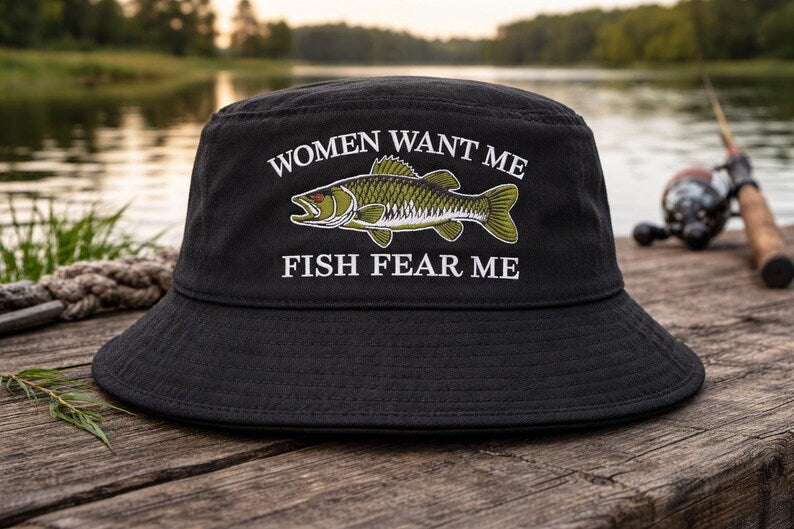 Fish Embroidered Hat, Lake Life Apparel, Fisherman Gift