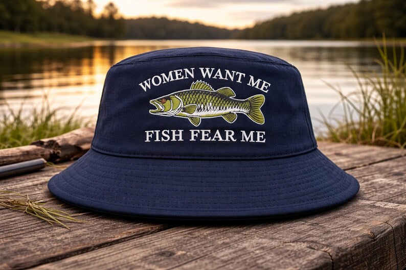Fish Embroidered Hat, Lake Life Apparel, Fisherman Gift