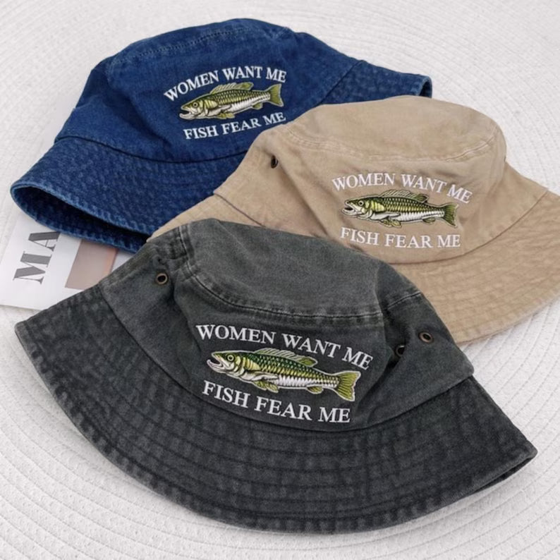 Fish Embroidered Hat, Lake Life Apparel, Fisherman Gift