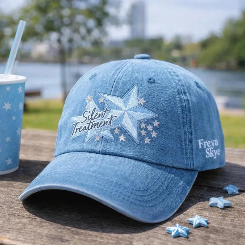 Silent Treatment Embroidered Cap, Vintage Washed Hat, Star Design Cap, Baseball Hat, Bucket Hat