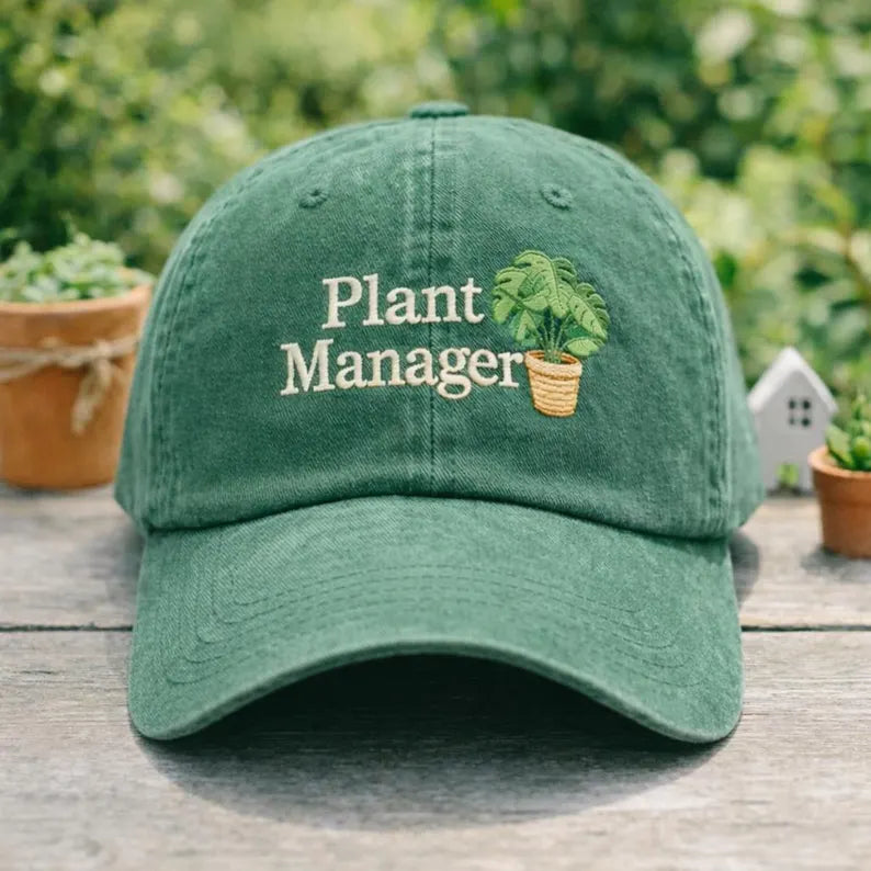 Embroidered Plant Manager Funny Gardening hat for Plant Lovers, Gardeners ball cap, Plant Mom or Dad Gift, gift for Botanical lover