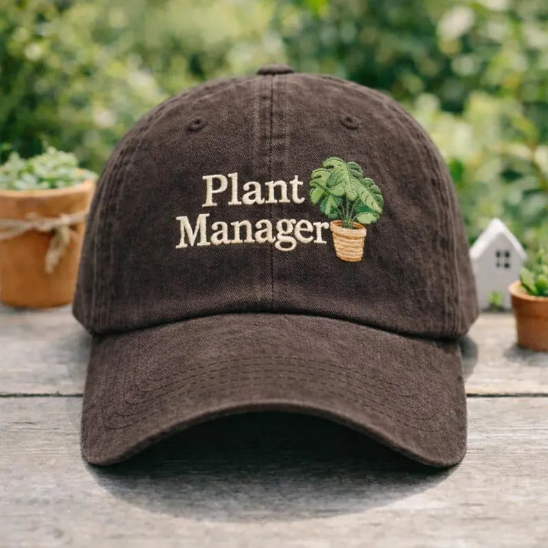 Embroidered Plant Manager Funny Gardening hat for Plant Lovers, Gardeners ball cap, Plant Mom or Dad Gift, gift for Botanical lover