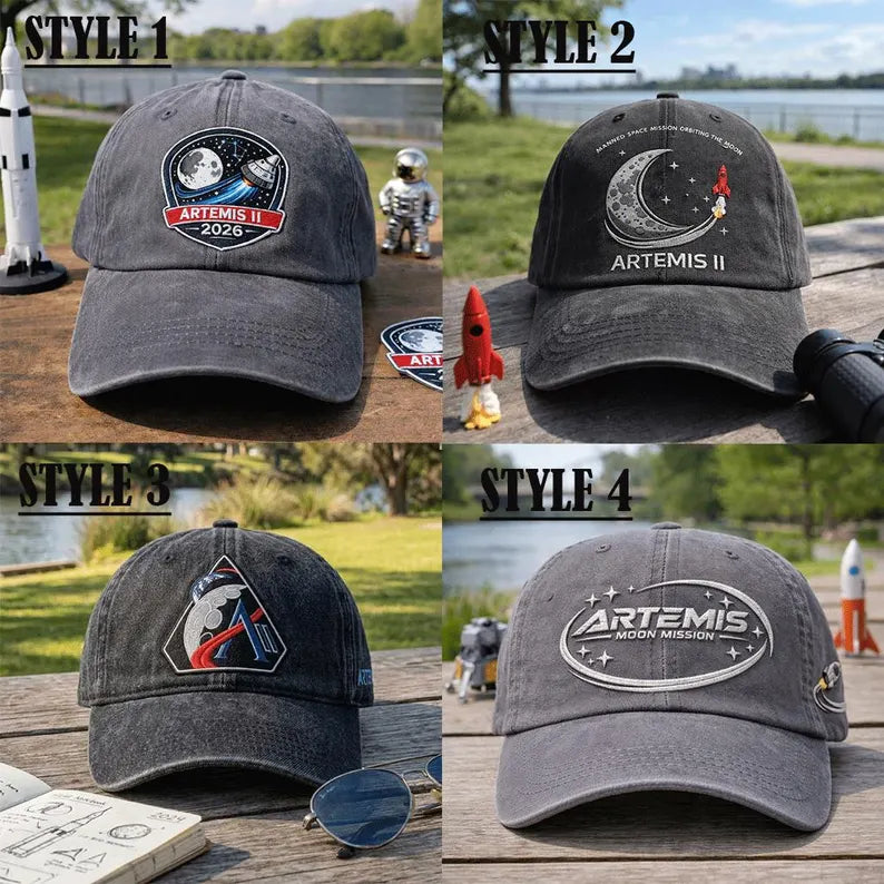 Embroidered Artemis II Mission Collection Hat, Moon Landing Gift Hat, Custom hat